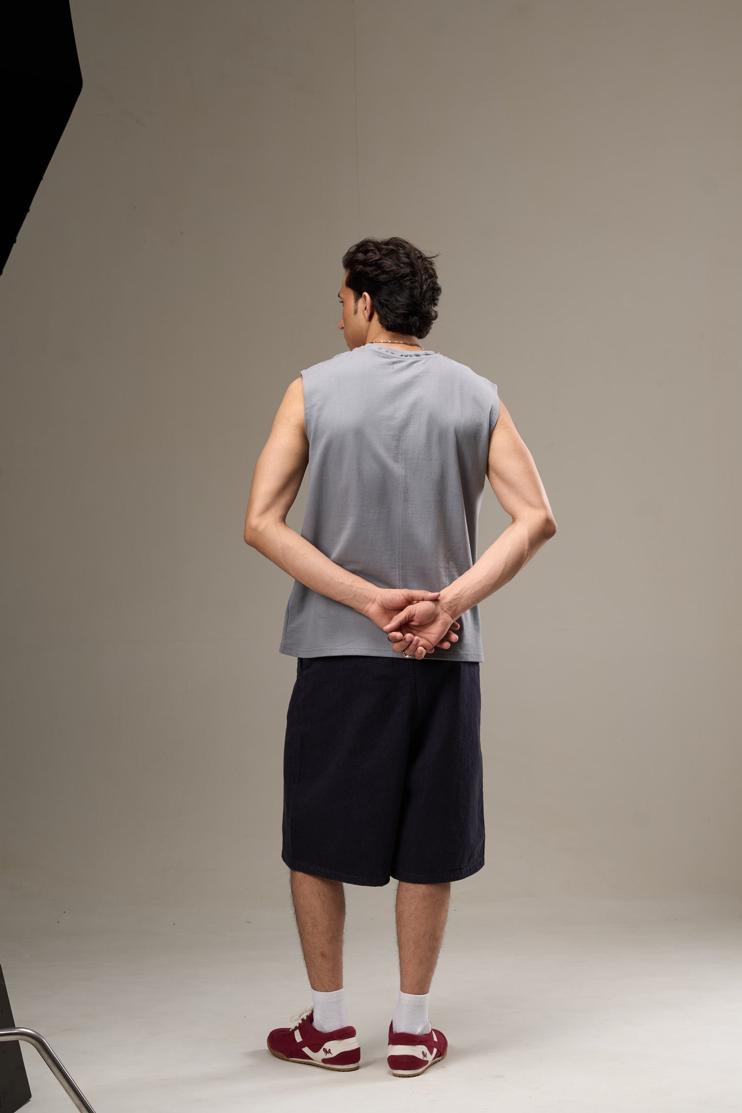 Grey Cut Sleeve Tank
