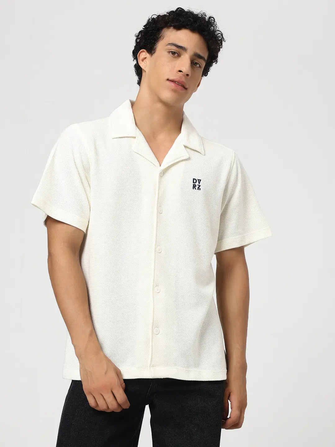 Ivory Textured Bowling Shirt