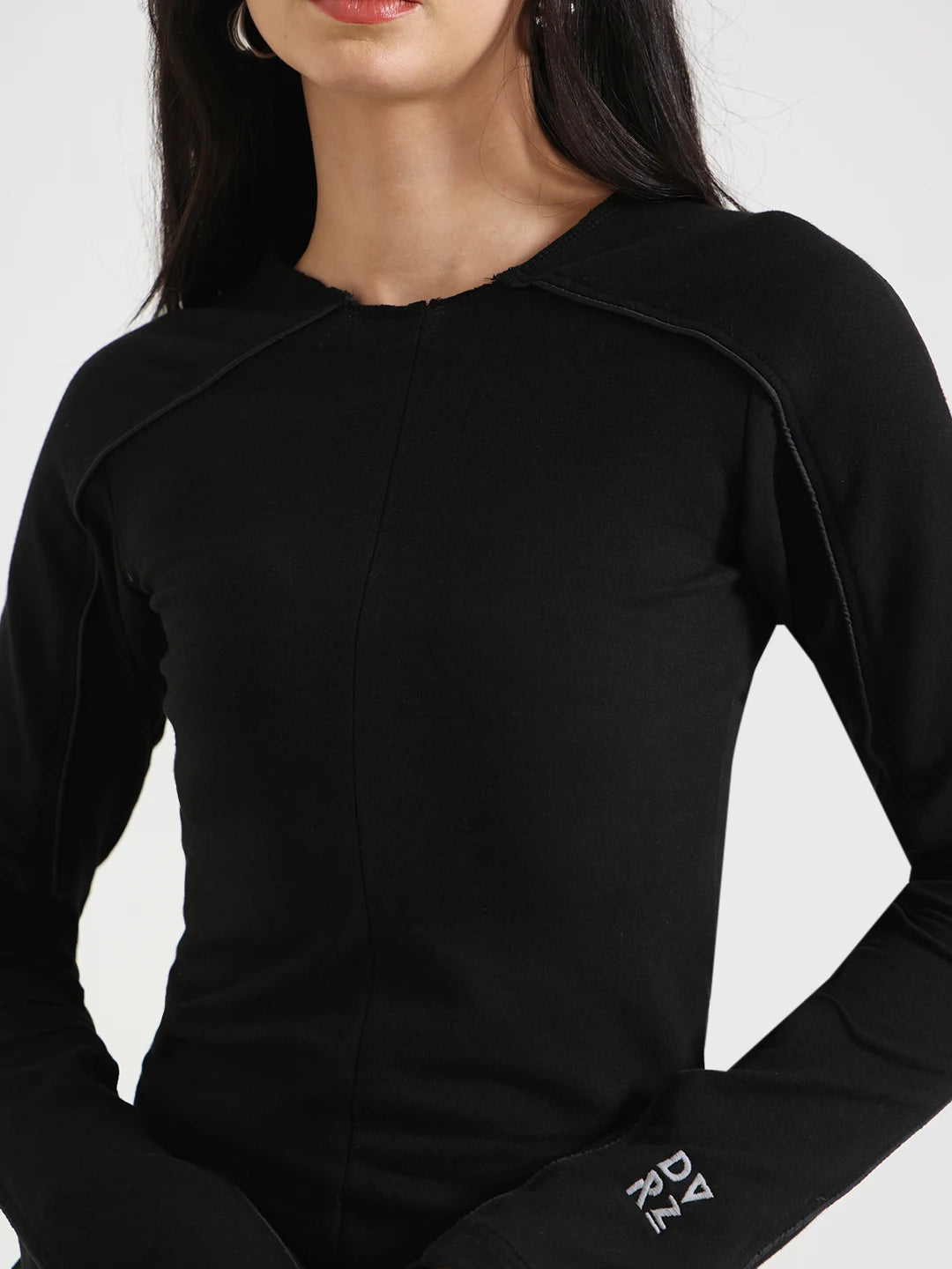 Black Flared Long Sleeve Top