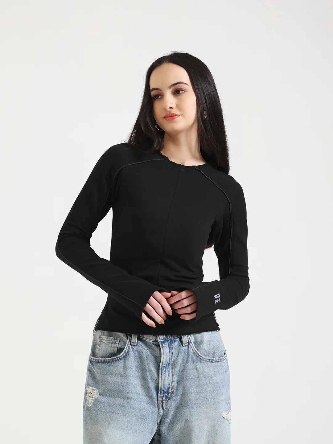 Black Flared Long Sleeve Top