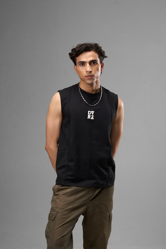 Black Cut Sleeve Tank