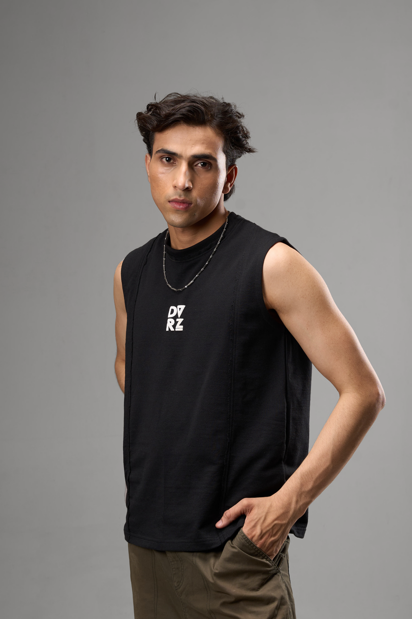 Black Cut Sleeve Tank