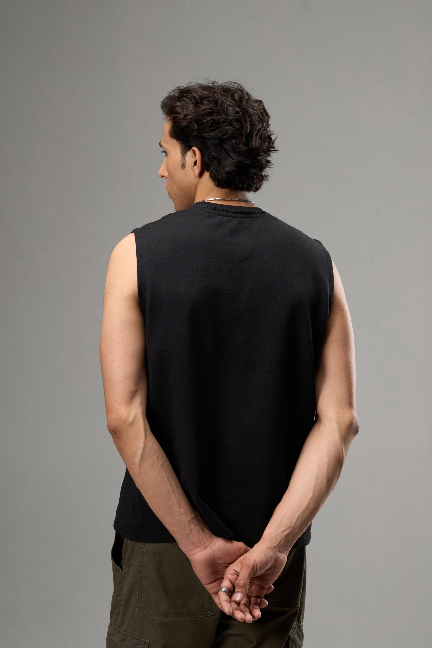 Black Cut Sleeve Tank
