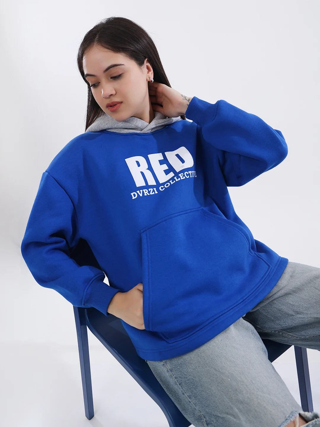 Blue-Red Hoodie Women's