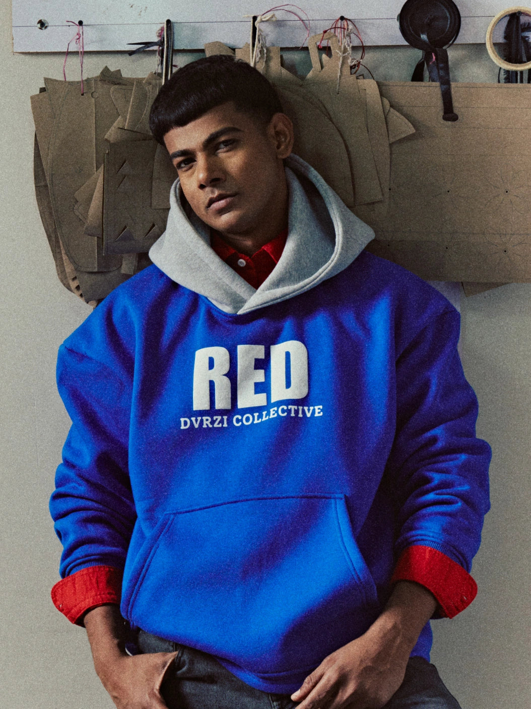 Blue-Red Hoodie Men's