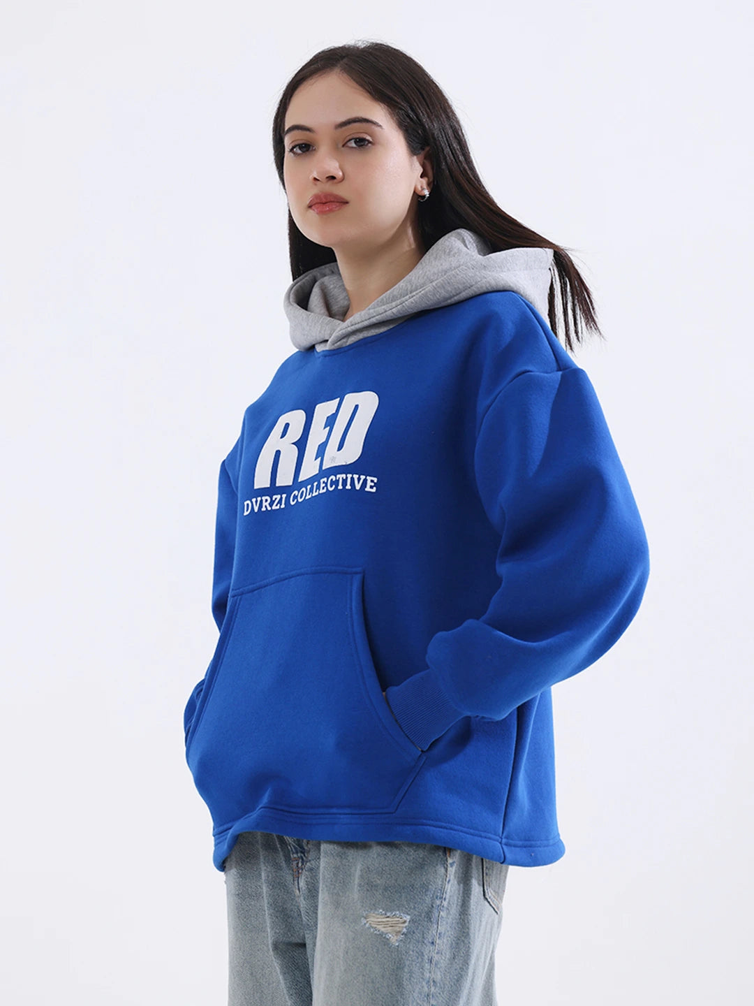 Blue-Red Hoodie Women's