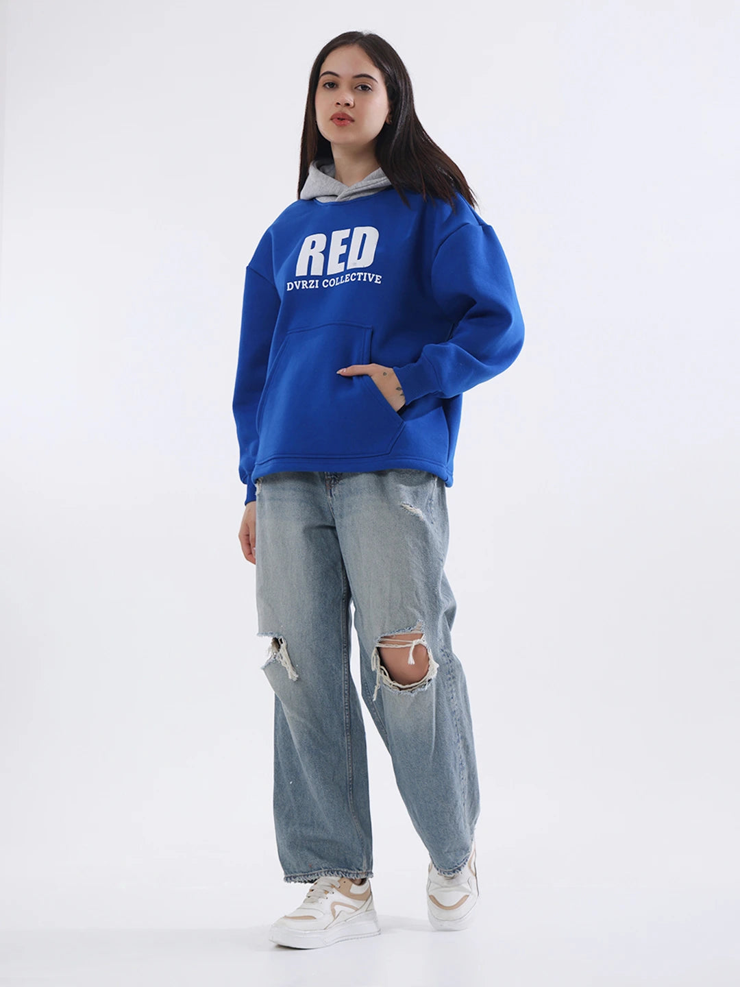 Blue-Red Hoodie Women's