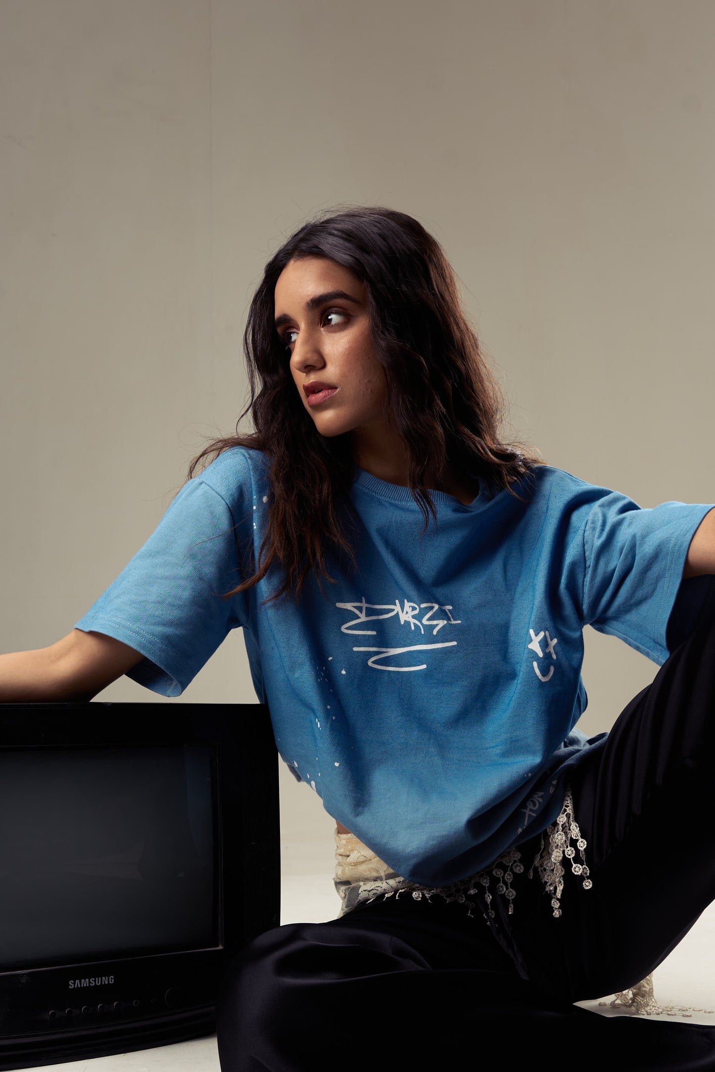 Blue Painters Tee Womens