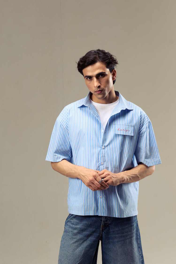 Blue Stripped Shirt Mens