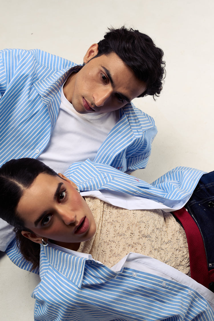 Blue Stripped Shirt Mens