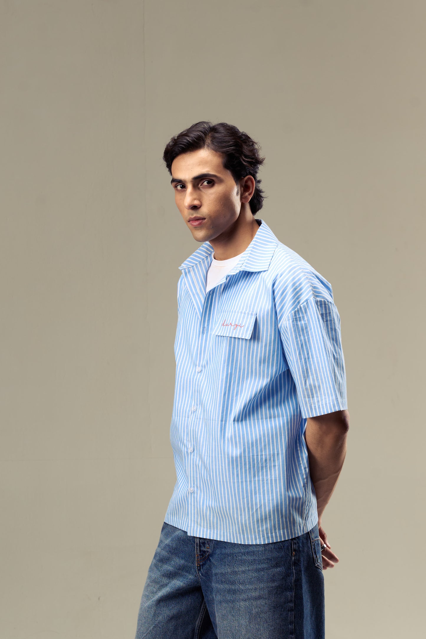 Blue Stripped Shirt Mens