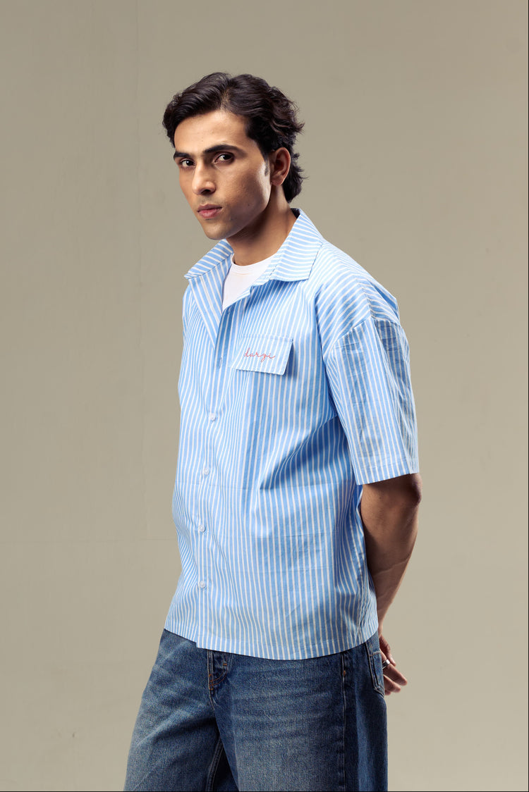 Blue Stripped Shirt Mens
