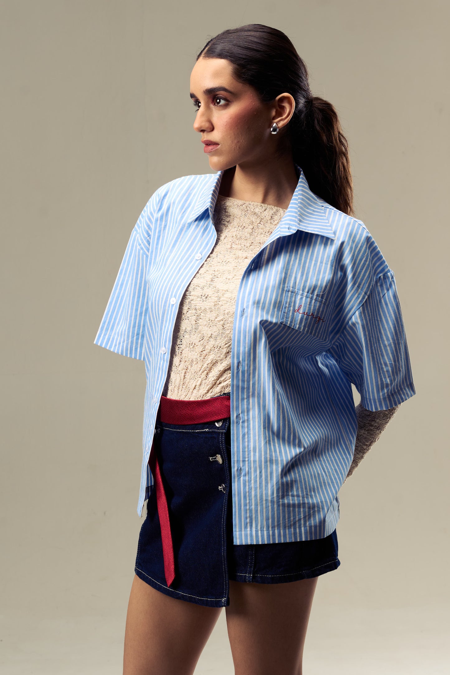 Blue Stripped Shirt Womens