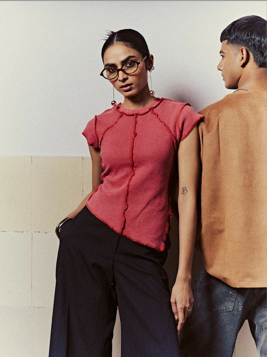 Blush Reversible Exposed Stitch Top