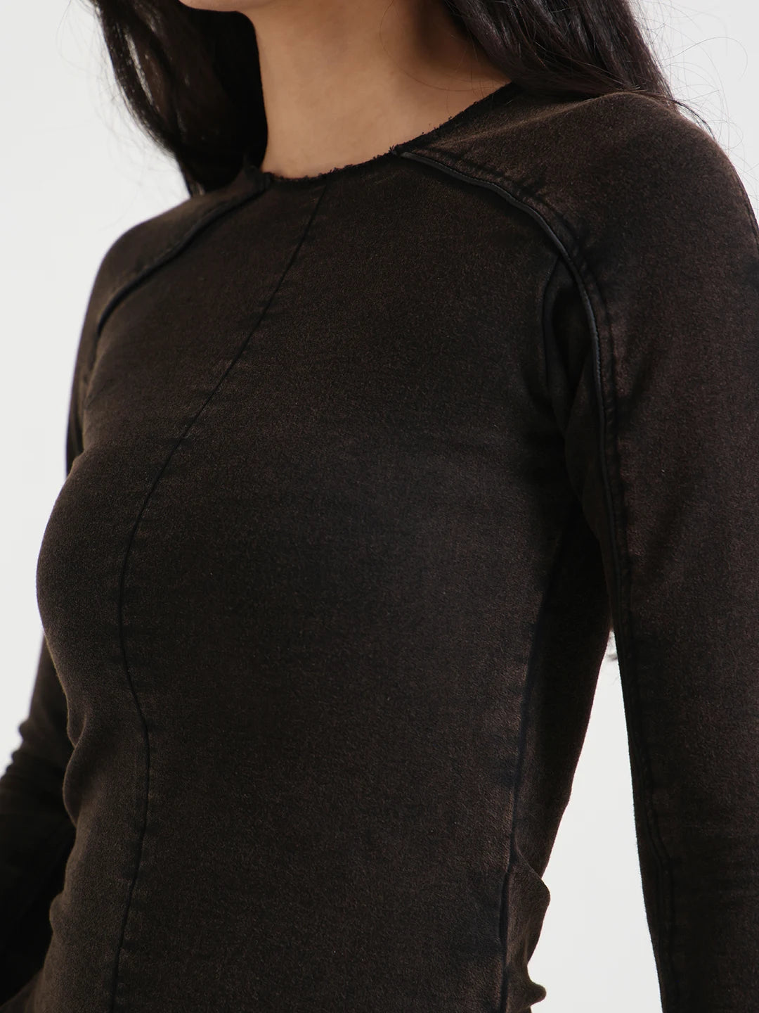 Vintage Brown Flared Long Sleeve Top