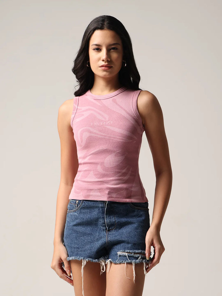 Candy Pink Printed Tank Top