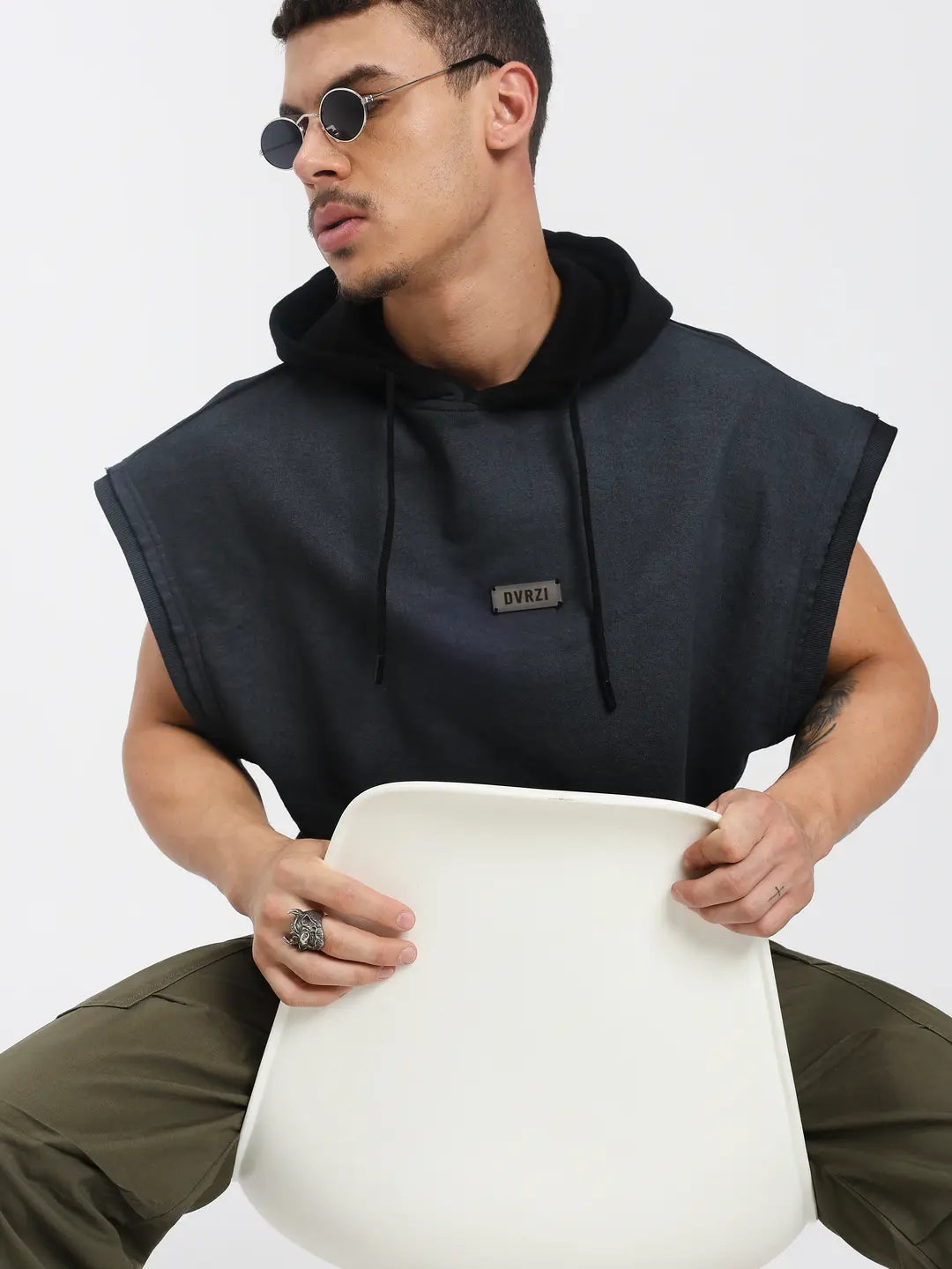 Charcoal Grey Sleeveless Hoodie