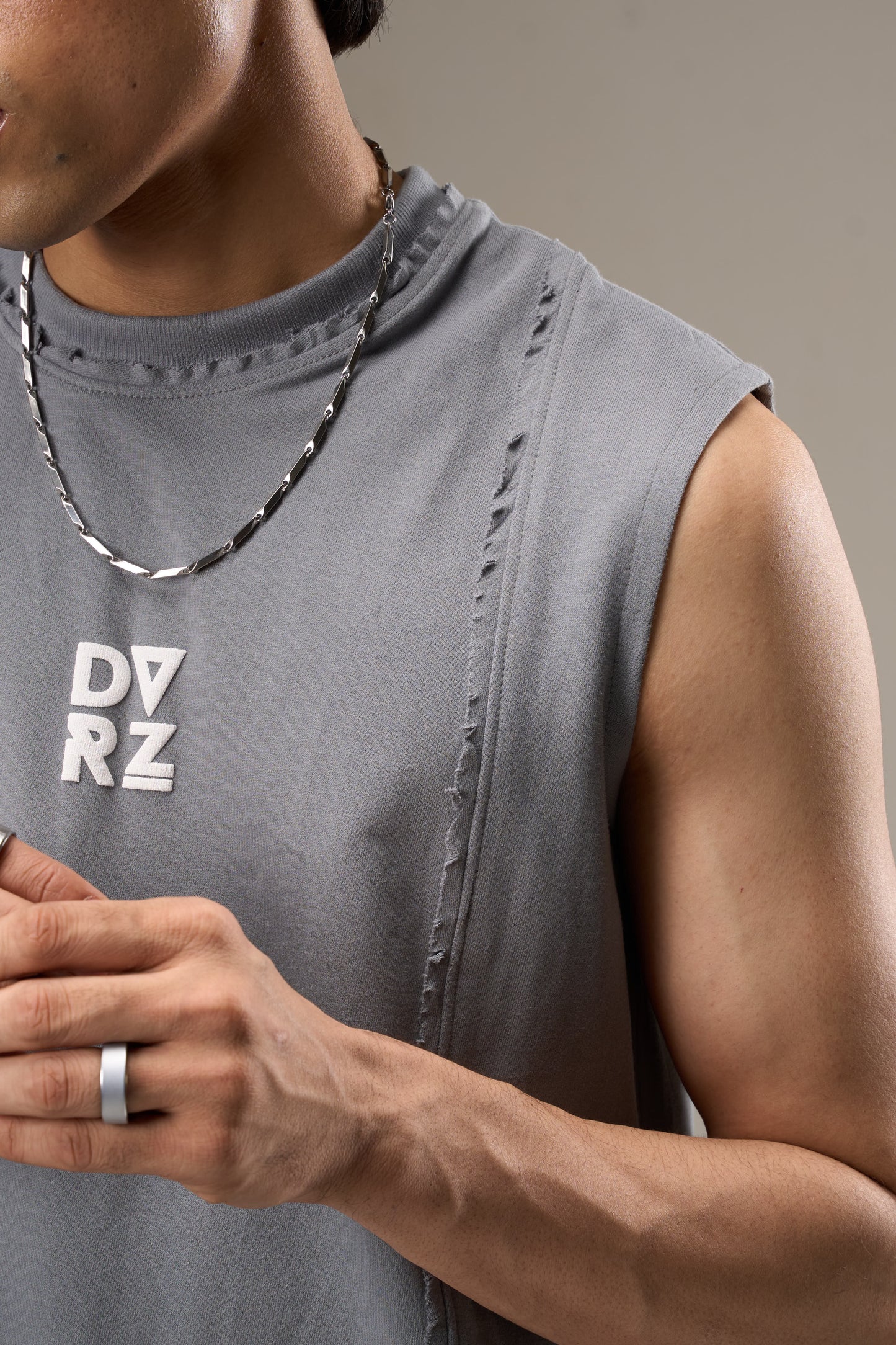 Grey Cut Sleeve Tank