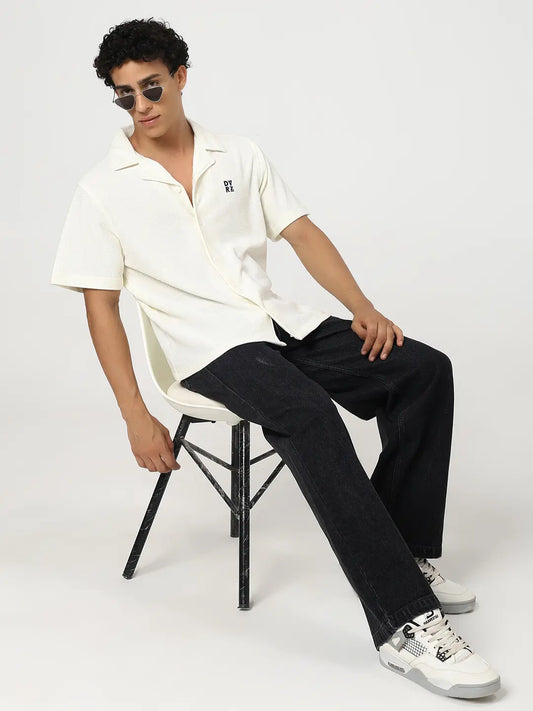 Ivory Textured Bowling Shirt