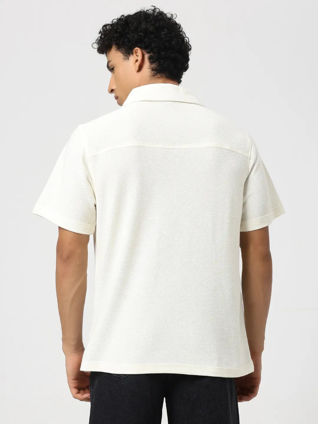 Ivory Textured Bowling Shirt