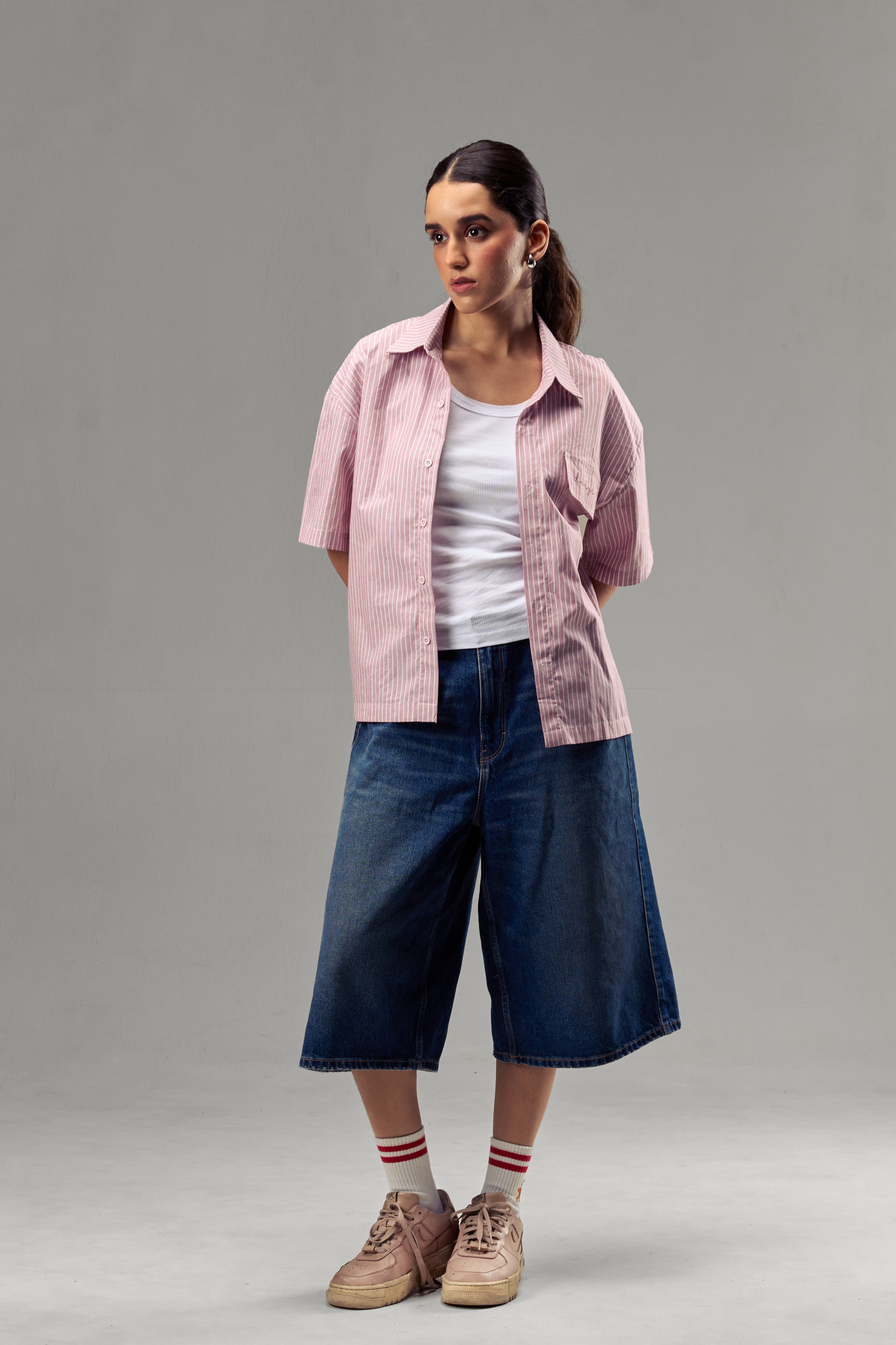 Pink Stripped Shirt Womens