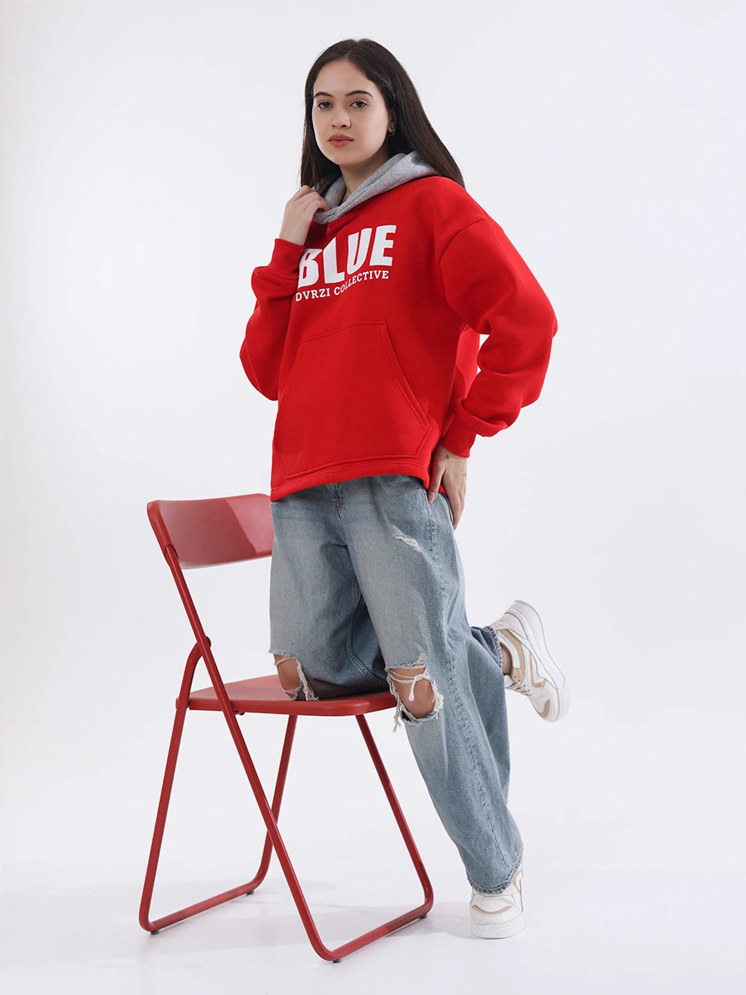 Red-Blue Hoodie Women's