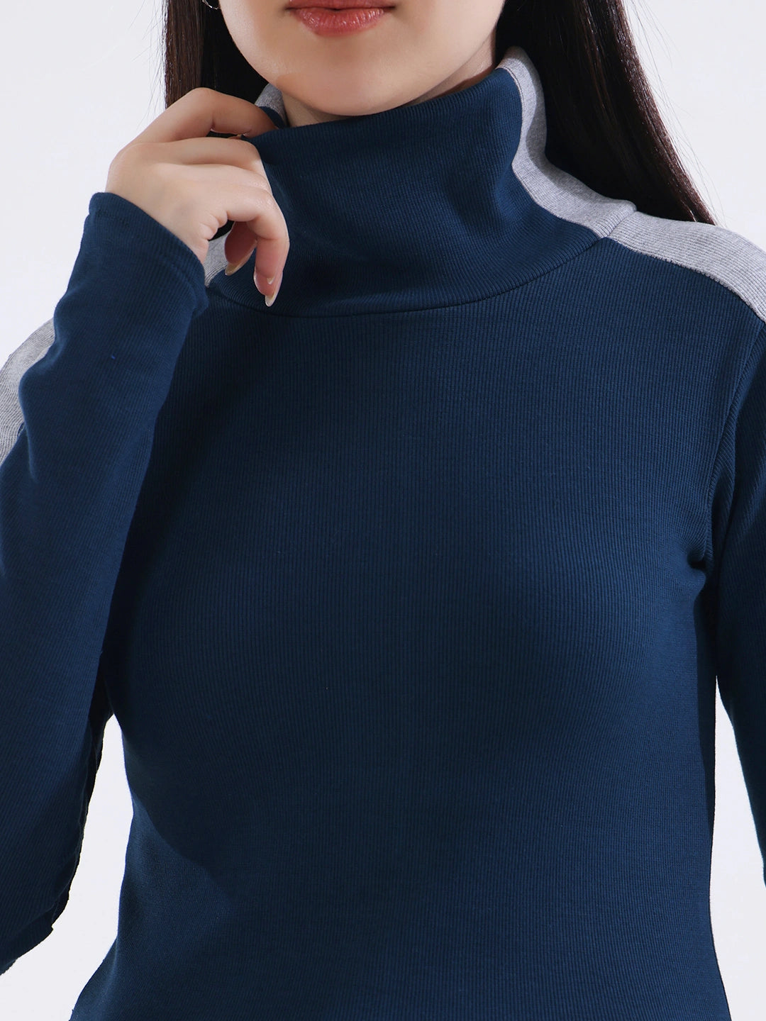 Teal Contrast Stripe Long Sleeve Top