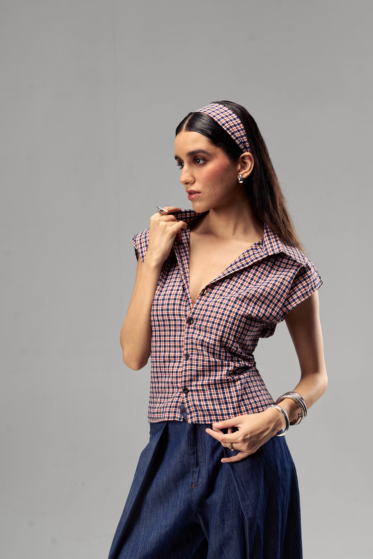 Tri-Checked Cinched Shirt