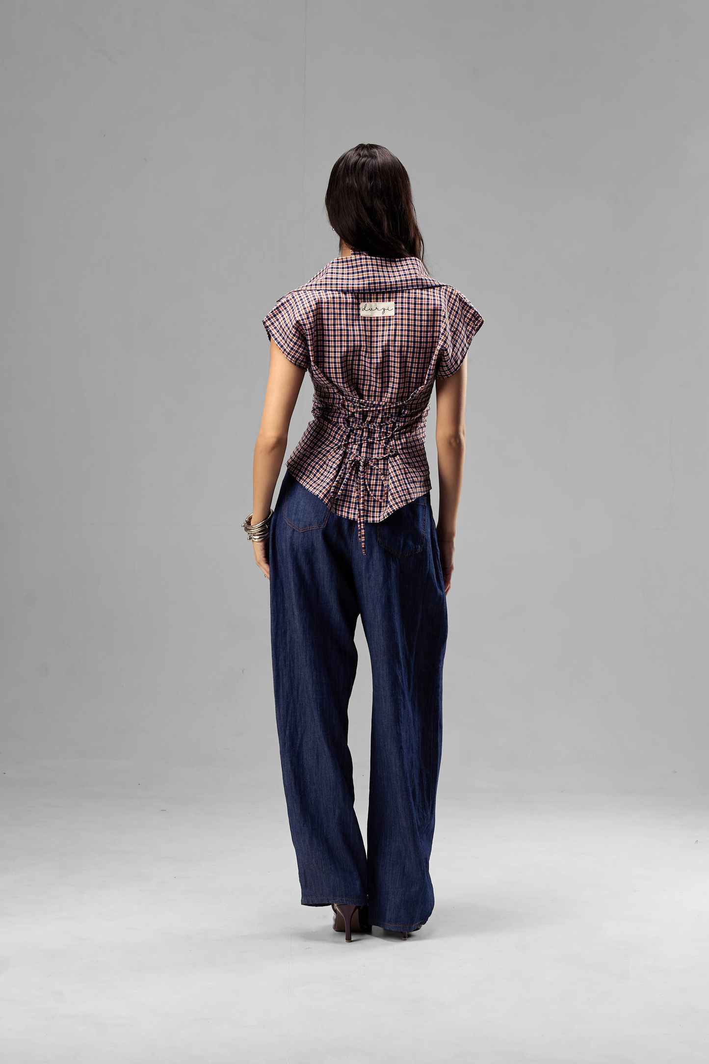 Tri-Checked Cinched Shirt
