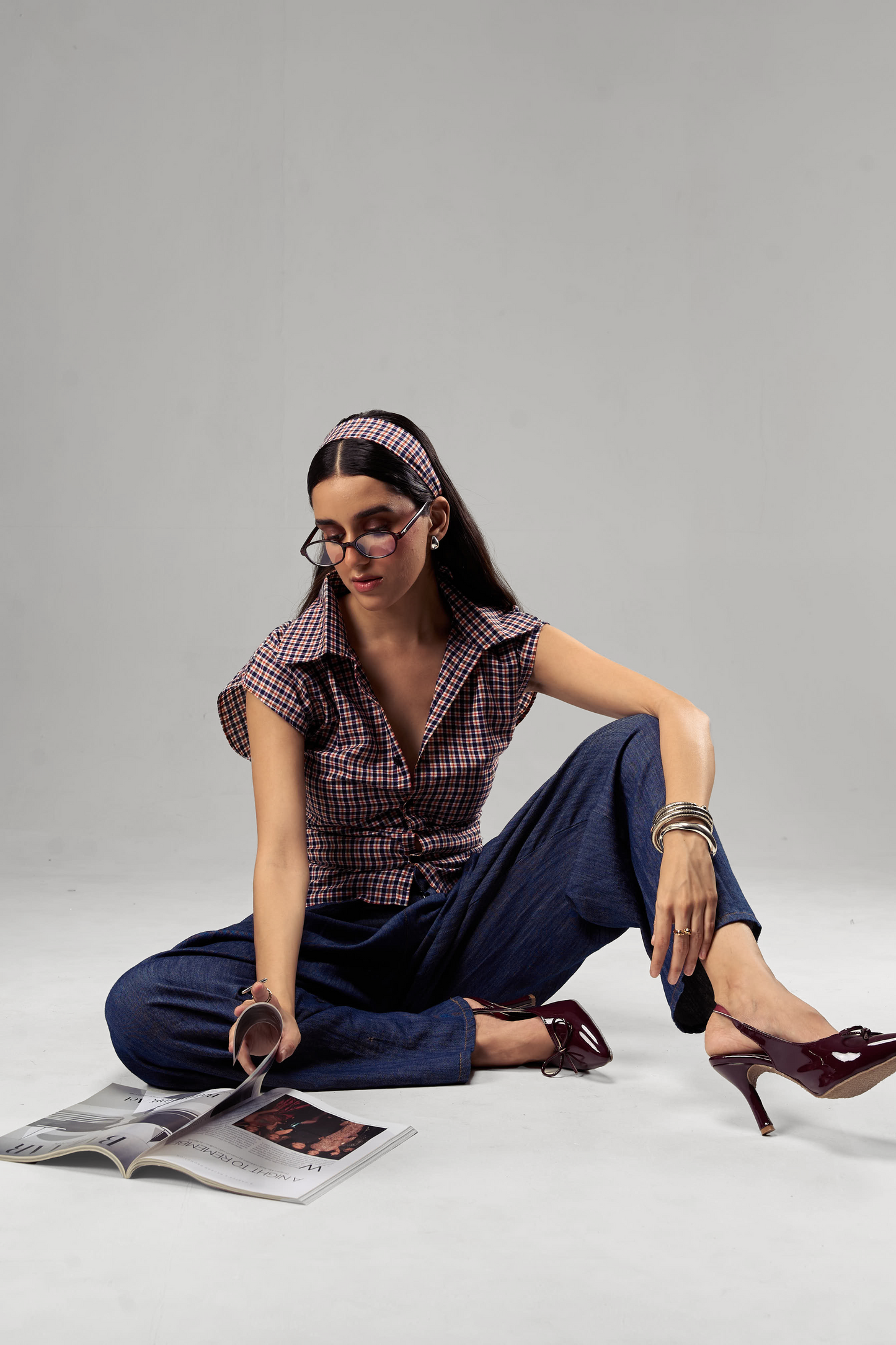 Tri-Checked Cinched Shirt