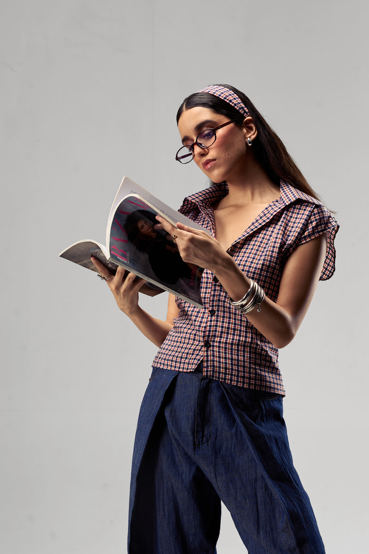 Tri-Checked Cinched Shirt